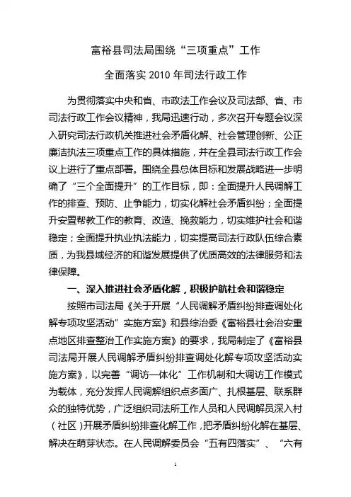 三项重点工作汇报