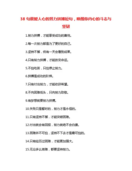 38句震撼人心的努力拼搏短句,唤醒你内心的斗志与坚韧