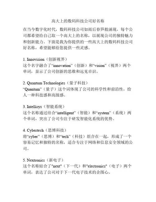 高大上的数码科技公司好名称