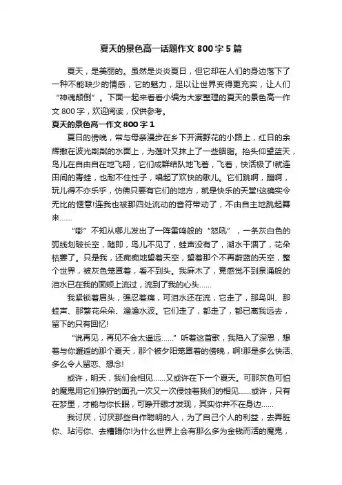 夏天的景色高一话题作文800字5篇