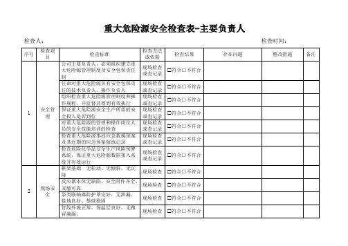 重大危险源专项检查-主要负责人检查表
