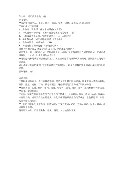 高中英语词法与句法概述