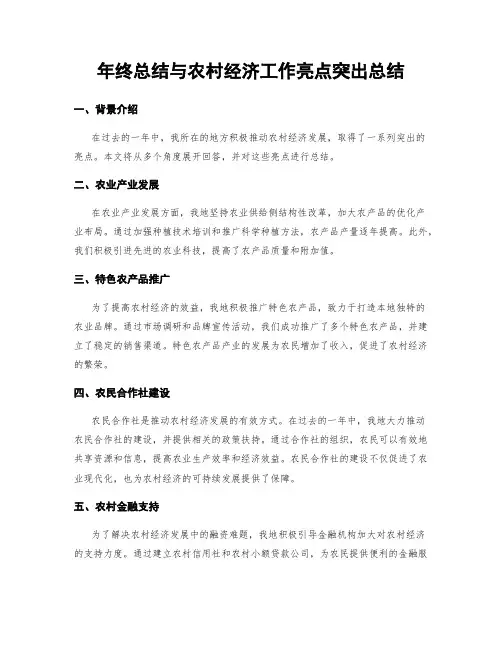 年终总结与农村经济工作亮点突出总结