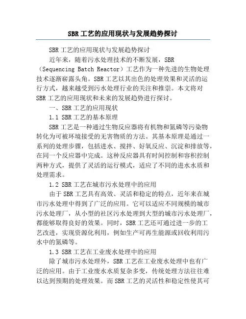 SBR工艺的应用现状与发展趋势探讨