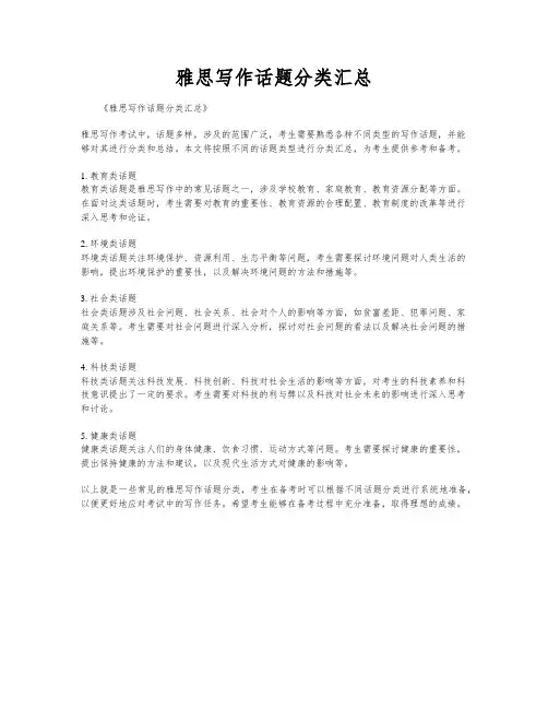 雅思写作话题分类汇总