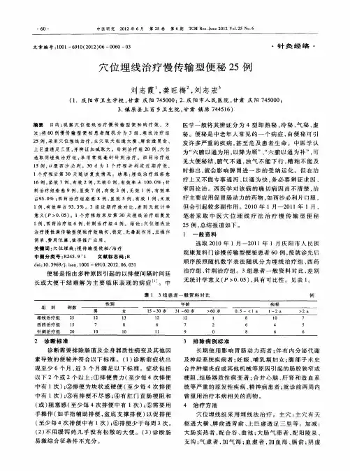 穴位埋线治疗慢传输型便秘25例