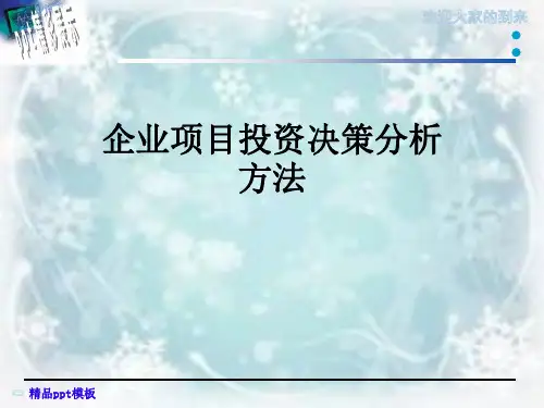 企业项目投资决策分析方法