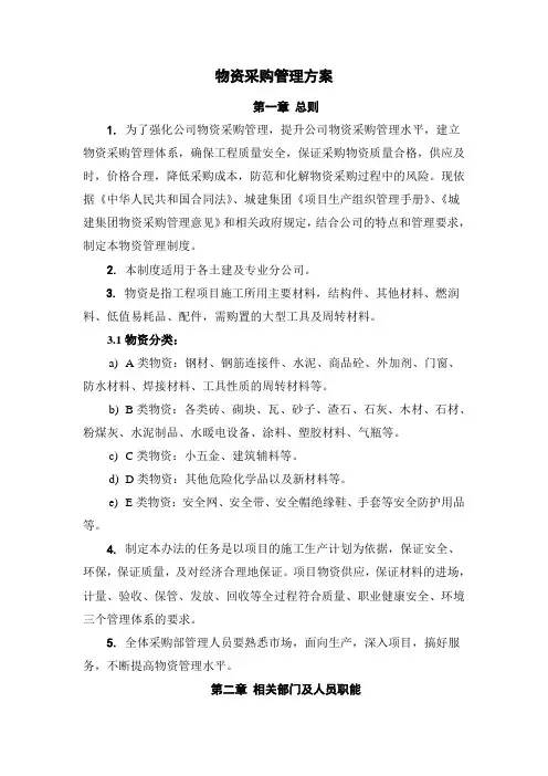 工程材料采购方案
