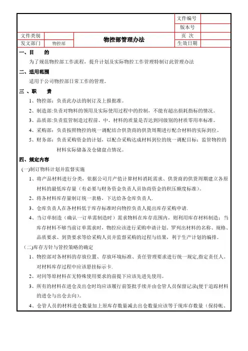 物控部管理办法