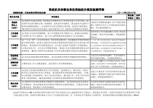 机关事业单位党组织分类定级参考标准