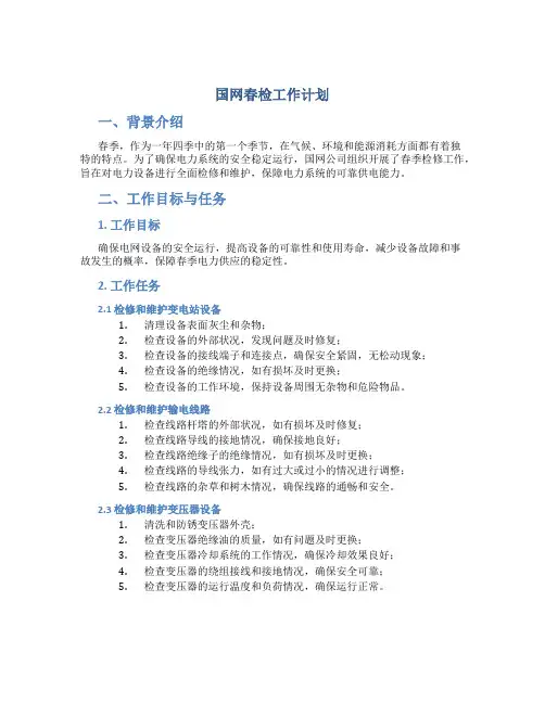 国网春检工作计划