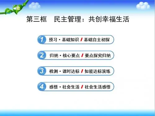 最新人教版政治必修2高一政治 1.2.3《民主管理 共创幸福生活》课件
