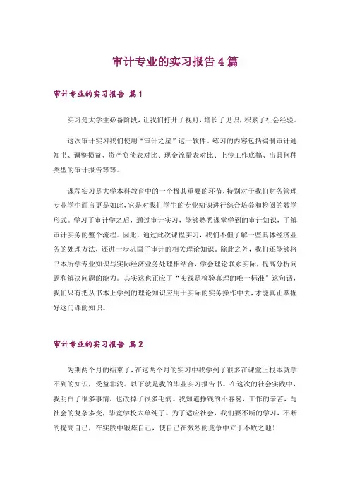 审计专业的实习报告4篇