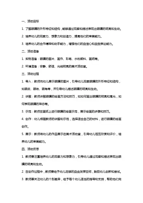 大班美术活动教案《明亮的眼睛》含反思