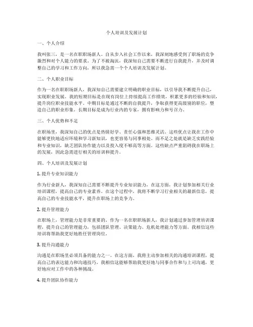 个人培训及发展计划