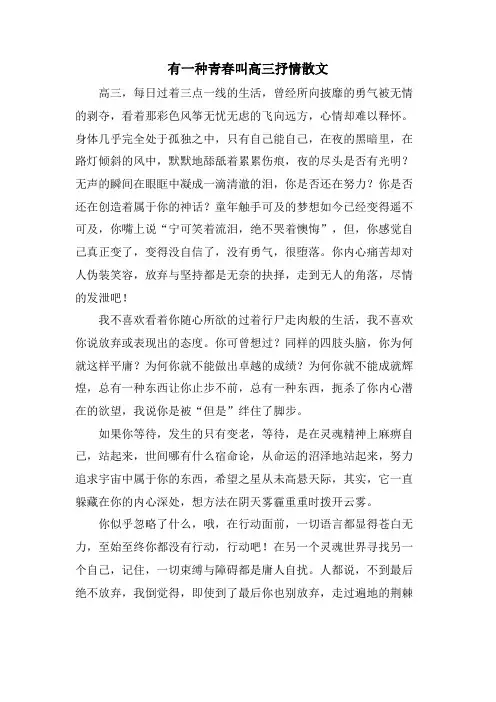 有一种青春叫高三抒情散文