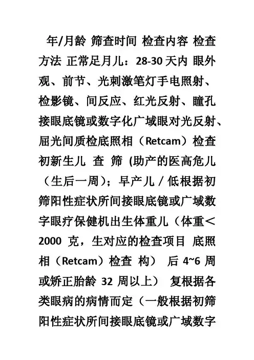 0-6岁儿童眼病筛查项目、转诊标准及各种文件