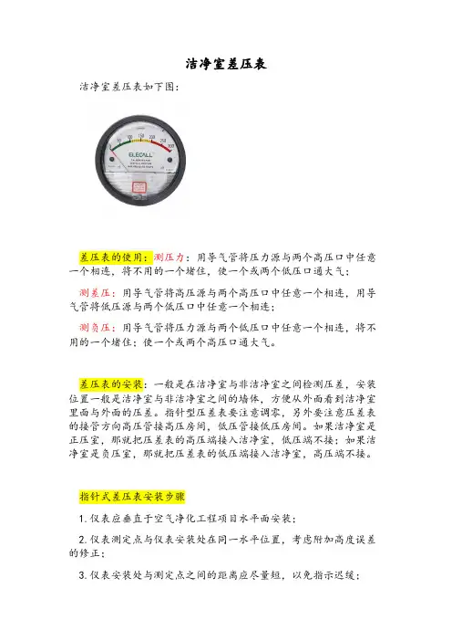 洁净室差压表