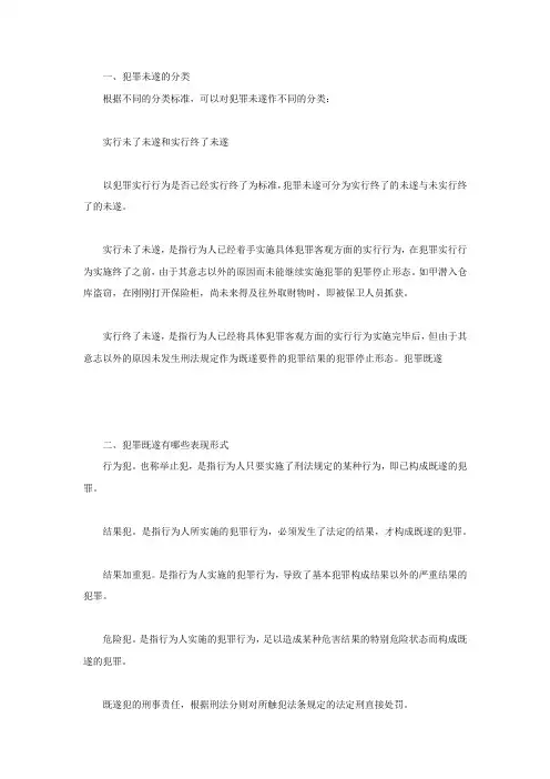 犯罪未遂的分类