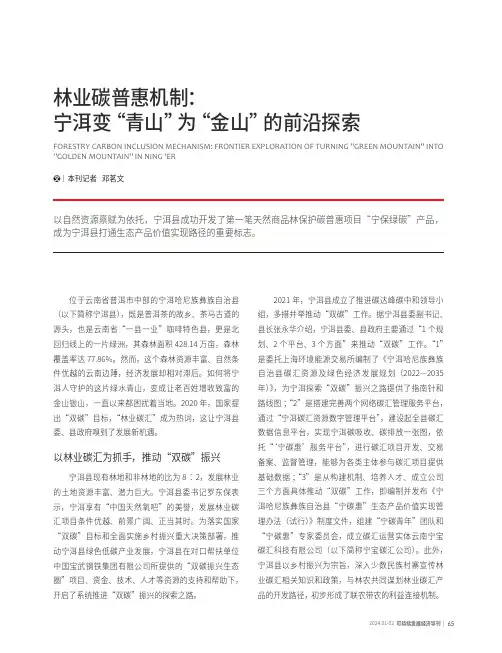林业碳普惠机制：宁洱变“青山”为“金山”的前沿探索