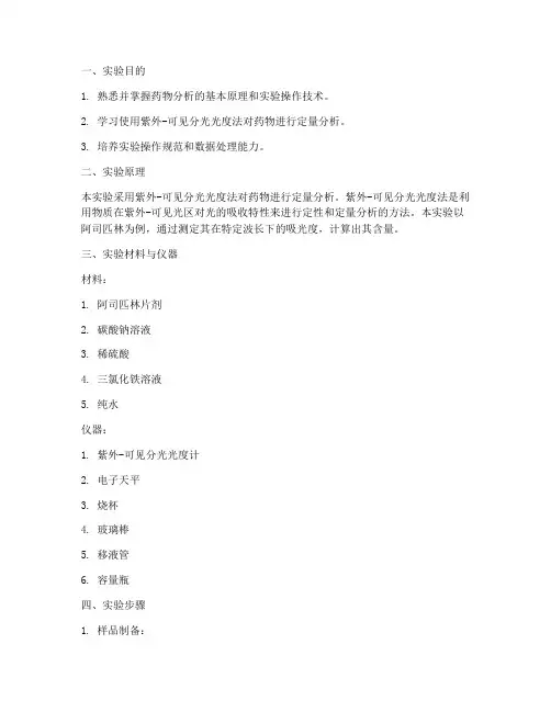 关于药物分析实验报告