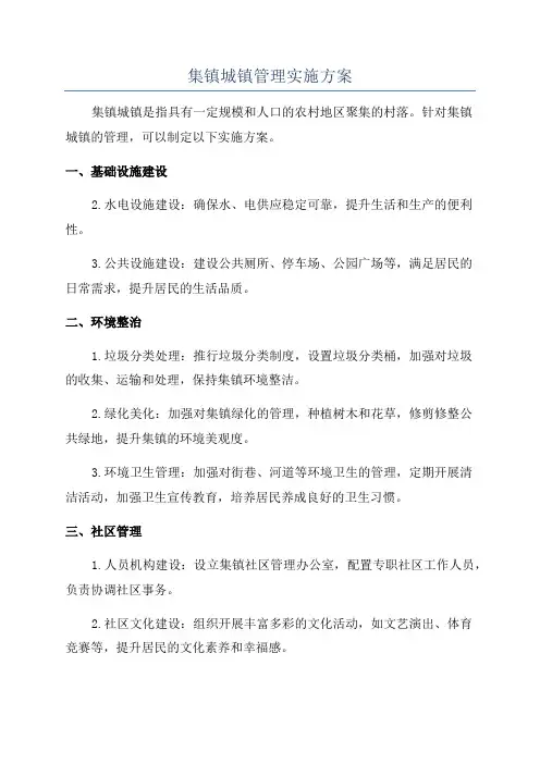 集镇城镇管理实施方案