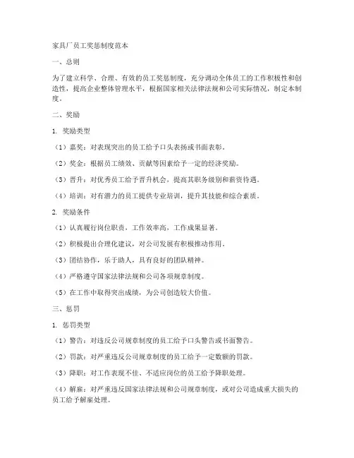 家具厂员工奖惩制度范本
