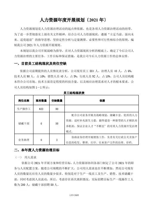 人力资源年度发展规划2018