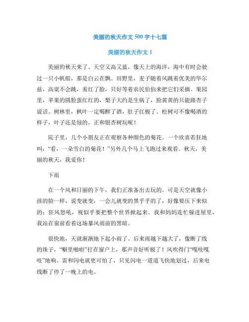 美丽的秋天作文500字十七篇