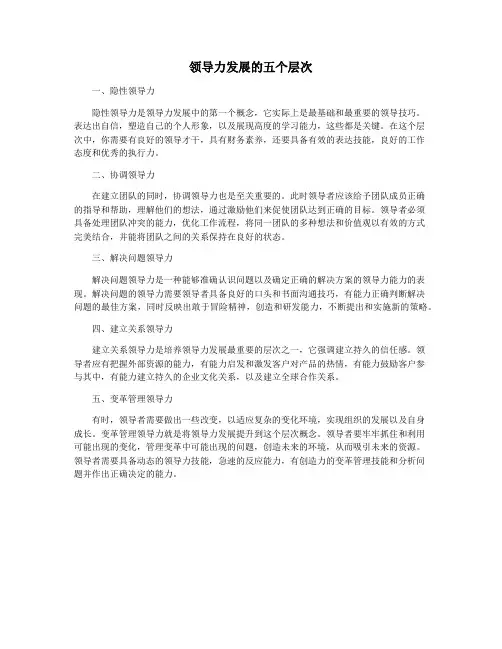 领导力发展的五个层次