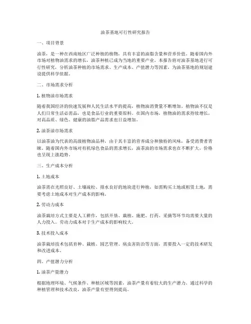 油茶基地可行性研究报告