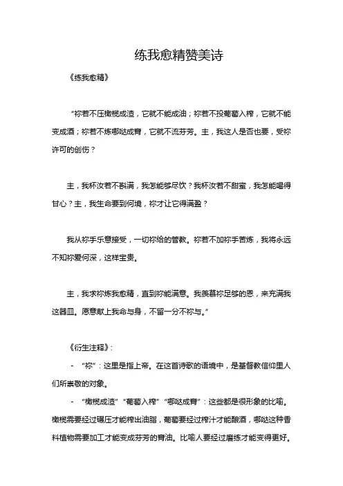练我愈精赞美诗