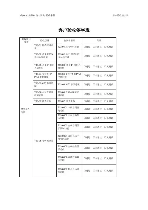 客户验收签字表