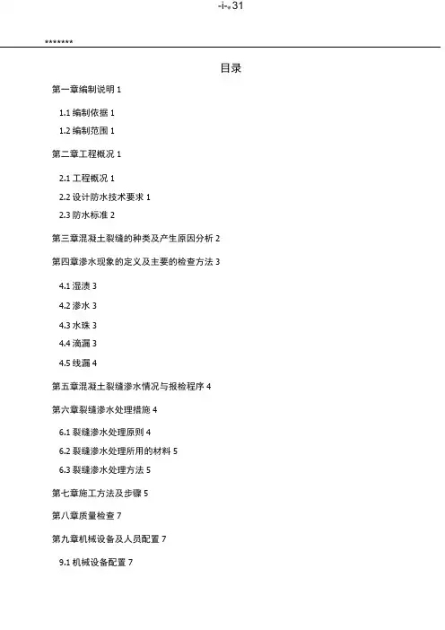 主体渗漏水处理方案