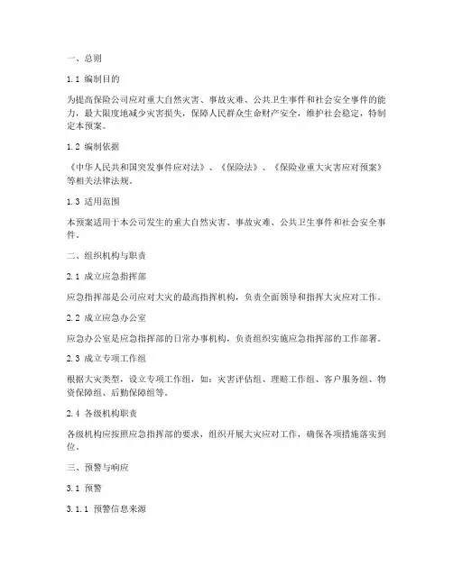 保险大灾应急预案模板
