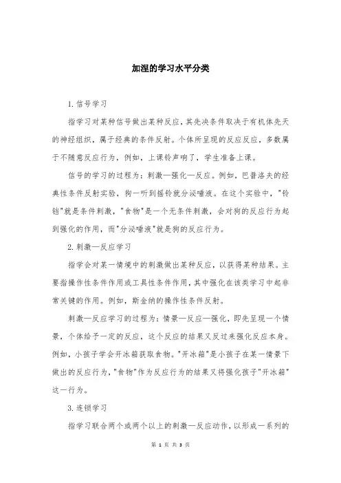 加涅的学习水平分类