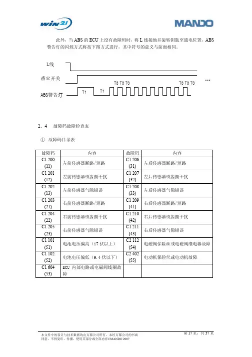 圣达菲ABS(万都系统)培训手册