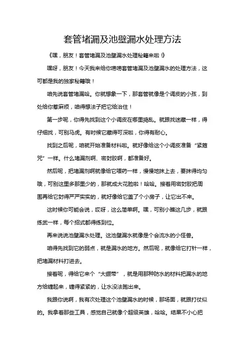 套管堵漏及池壁漏水处理方法