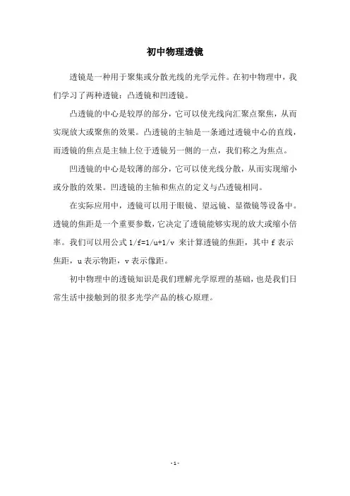 初中物理透镜