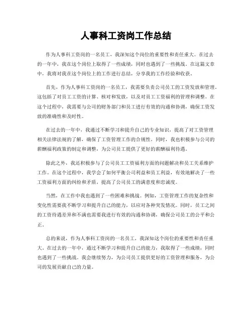 人事科工资岗工作总结