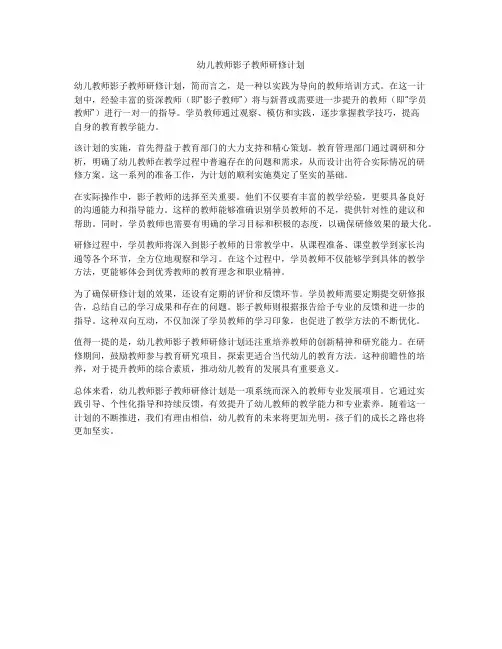 幼儿教师影子教师研修计划