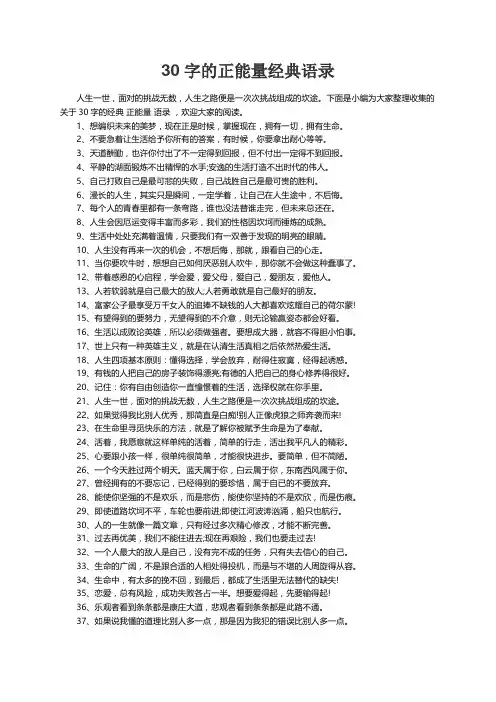30字的正能量经典语录