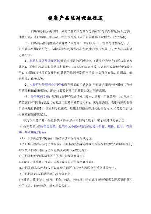 药店商品陈列摆放规定