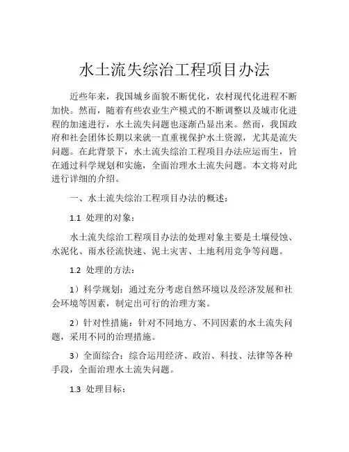 水土流失综治工程项目办法