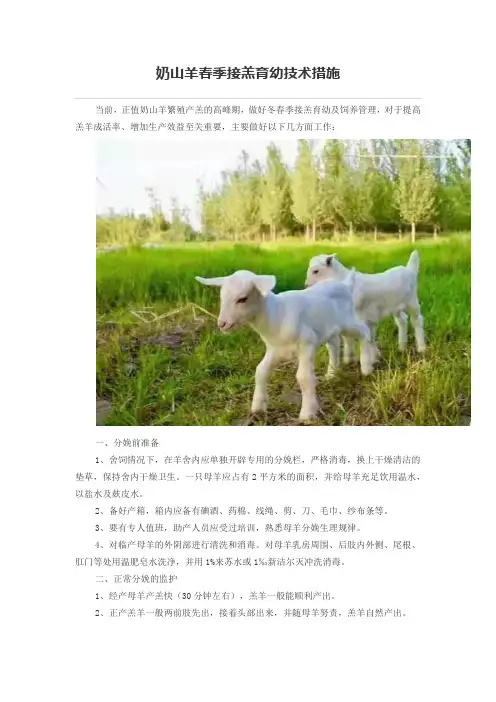 奶山羊春季接羔育幼技术措施
