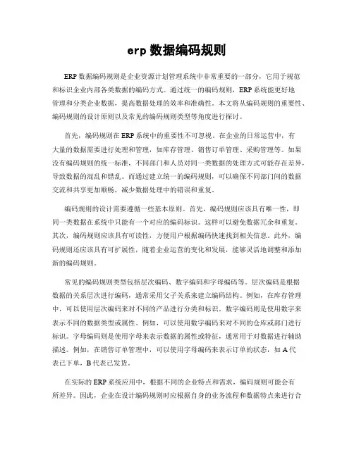 erp数据编码规则