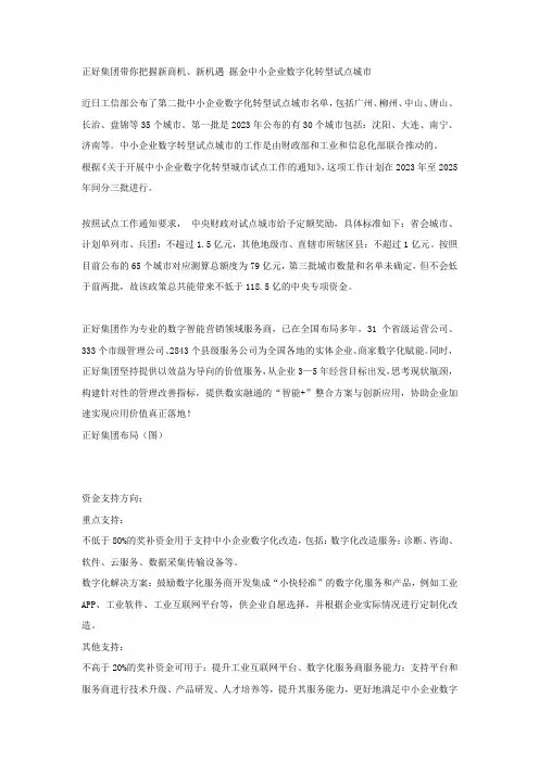 第二批中小企业数字化转型试点城市