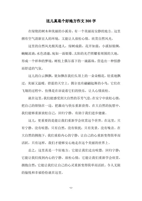 这儿真是个好地方作文300字
