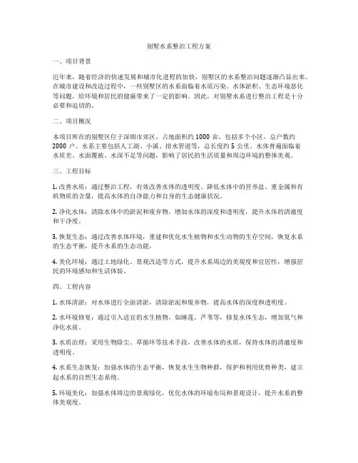 别墅水系整治工程方案