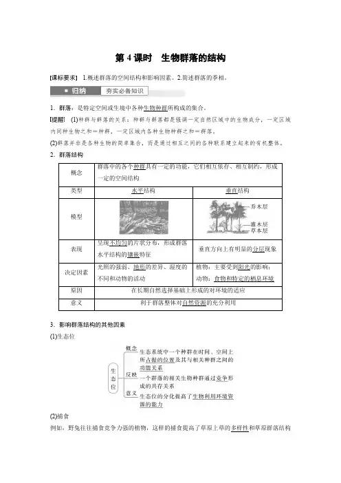 2024届高考一轮复习生物教案(苏教版)：生物群落的结构